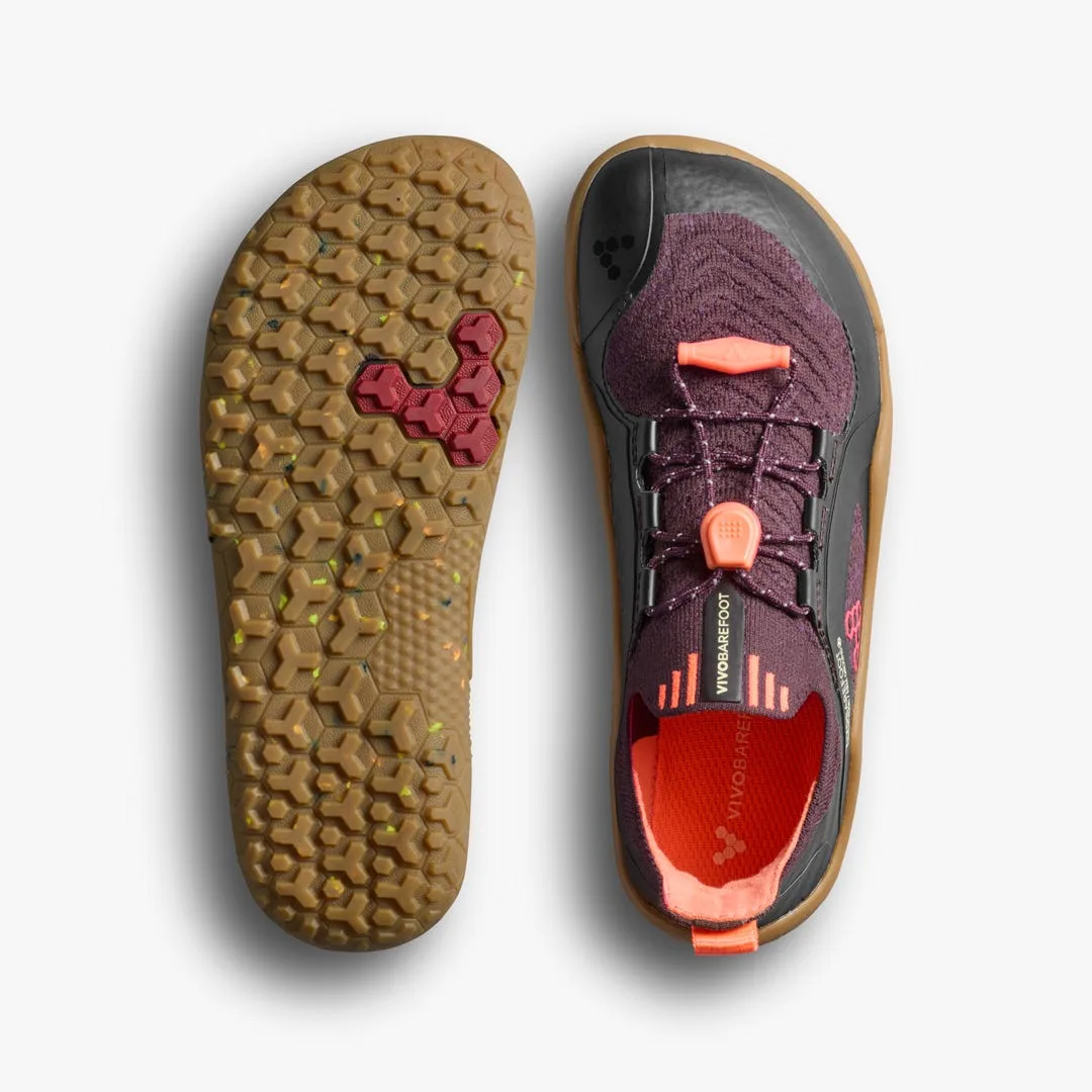 Кроссовки Vivobarefoot Primus Trail Knit FG — детская модель, тёмно-фиолетовый с красным, фото 2