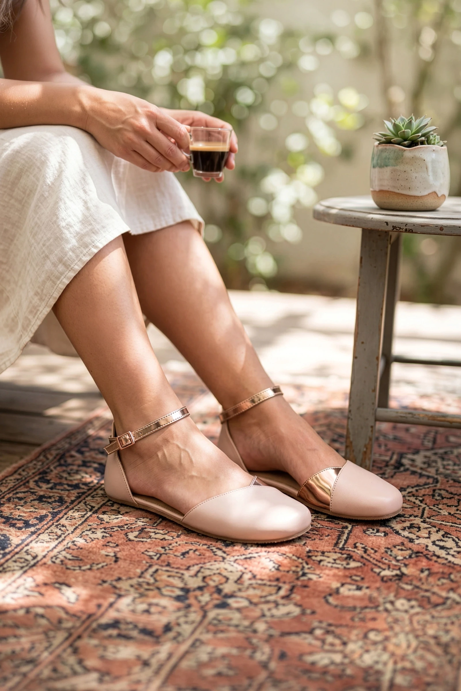 Босоногие сандалии Shapen POPPY — розовое золото, фото 2